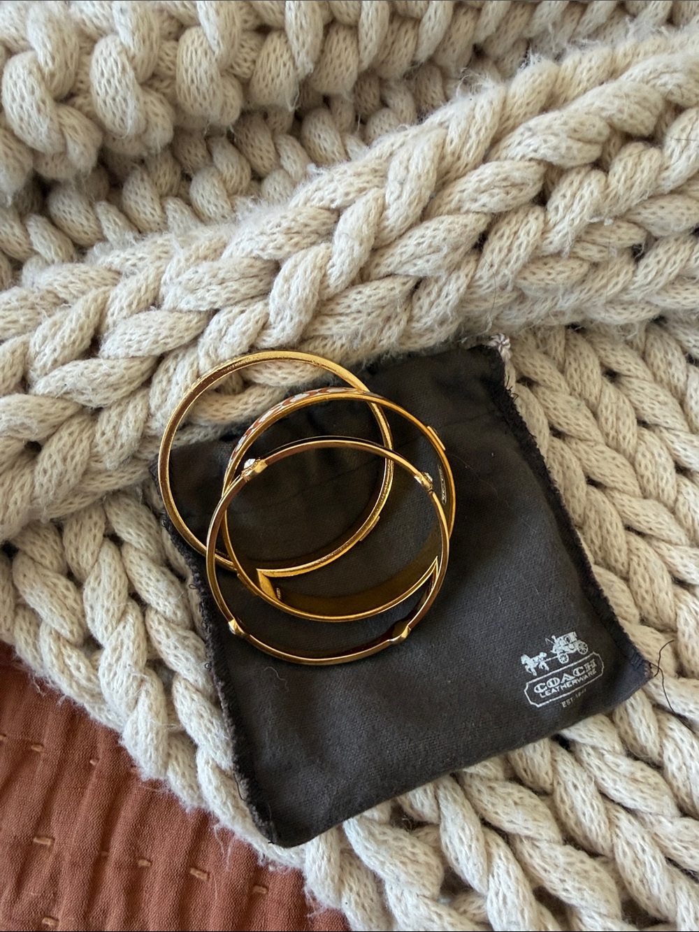 Coach Gold and Orange Enamel Bangle Set - Picture 7 of 7